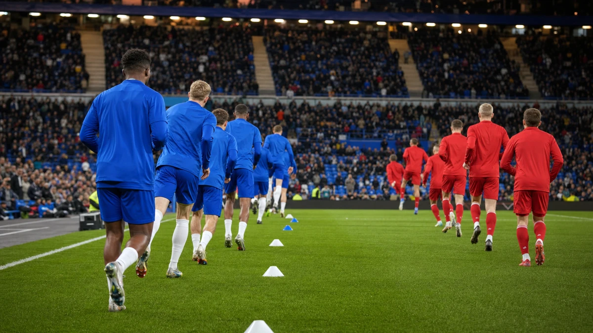 Spillsituasjon fra en fotballkamp i Premier League.
